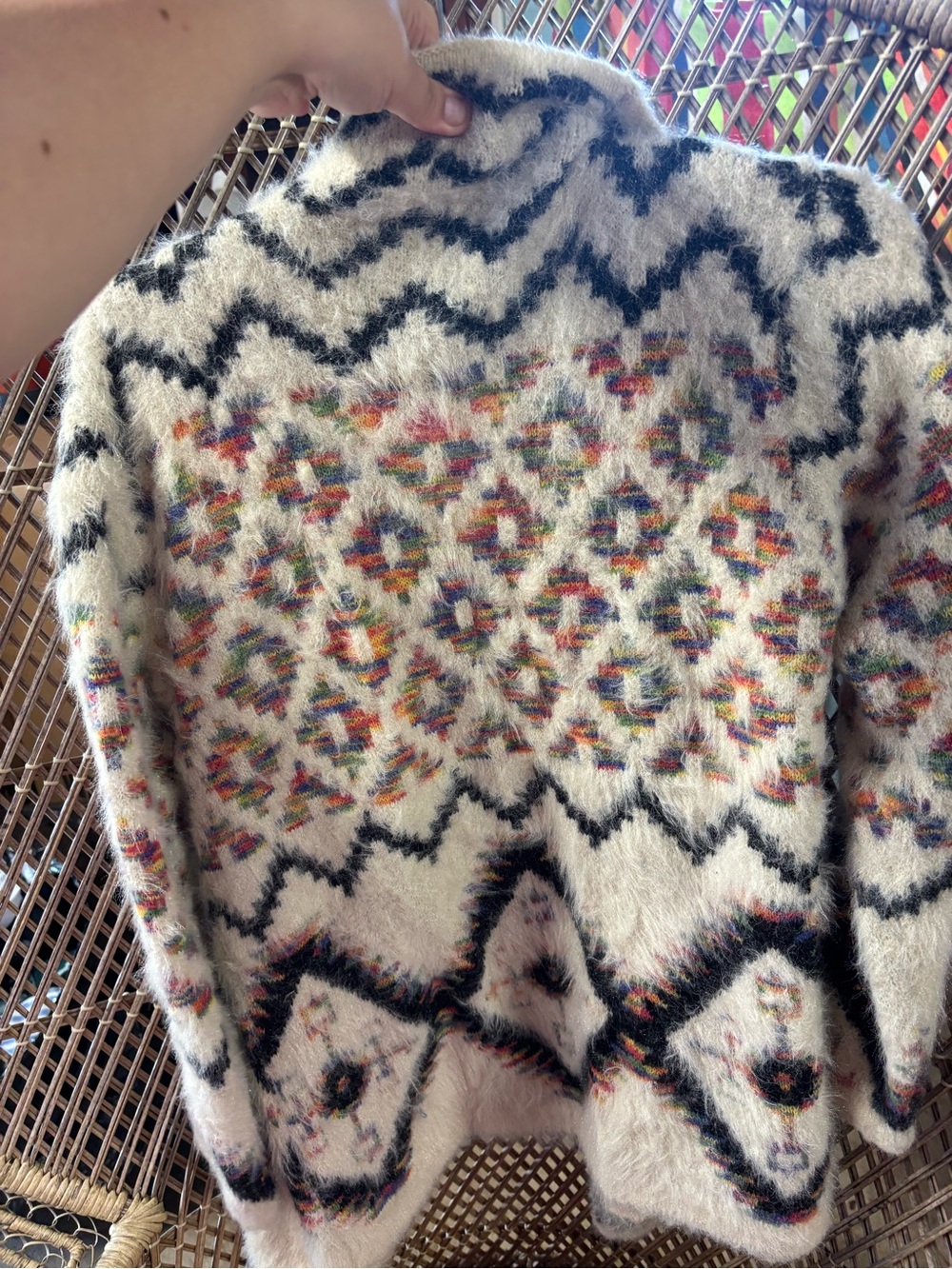 Montana Sky Cream Aztec-Pattern Open Cardigan Sweater - Picture 5 of 5